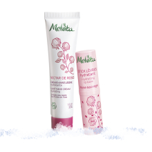  Двойное увлажнение NECTAR DE ROSE  (NECTAR DE ROSE Увлажняющий бальзам для губ 3,5г , ROSE NECTAR Увлажняющее молочко-вуаль для тела, 30 мл)